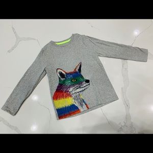 Mini Boden Fox appliqué shirt. Size 6-7